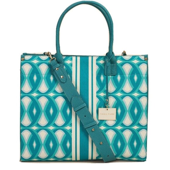 Trina Turk SEABAY SOUTHBAY LARGE TOTE BAG * Brand New with Tag Turquoise - Picture 1 of 3